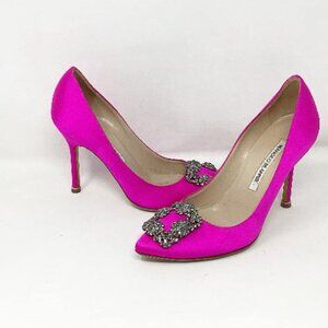 *ON SALE* Manolo Blahnik #52742 Satin Crystal Heels Size 35.5